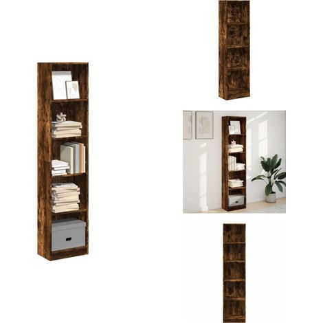 Bibliothèque chêne fumé 40x24x176 cm bois d'ingénierie - Bibliothèque - Bibliothèques - Étagère À Livres - Armoire De Rangement (1/5)