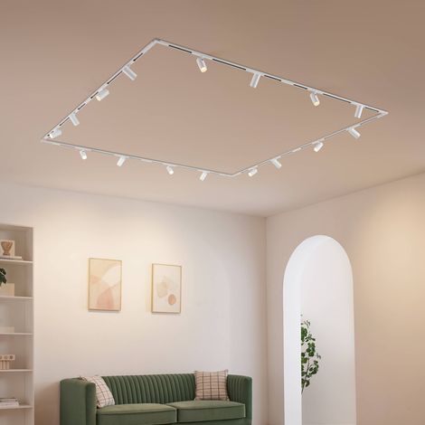Grand plafonnier rail blanc avec 16 spots orientables 112W LED - Transformateur externe - Lyne