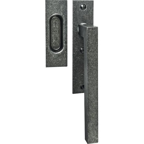 Lech 0104.007.00.0.01 Poignée de porte coulissante avec coque en fer Noir passivé Argent