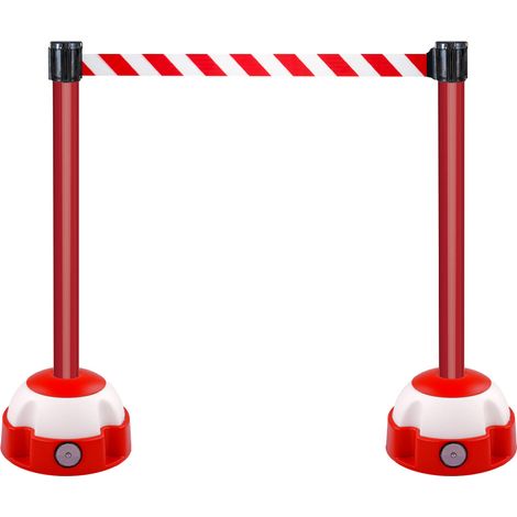 Kit 2 poteaux alu rouge à sangle rouge/blanc sur socle balise à lester- 2019941
