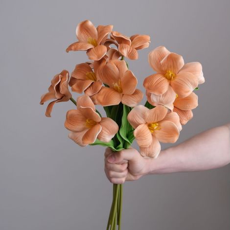 Fleurs artificielles de tulipes en PU haut de gamme – 10 branches caramel pour décoration intérieure, mariages, photographie florale et aménagement salon