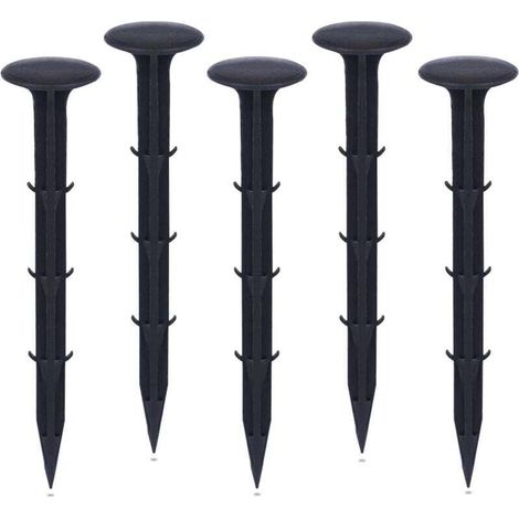 Piquets de jardin en plastique UlisemGarden pour fixation de toiles anti-mauvaises herbes, protection UV (50 pièces, noir)