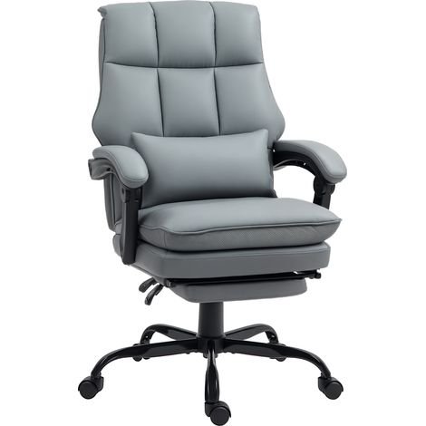 HOMCOM Executive Office Chair, PU Leather Desk Chair with Armrests Grey (1/5)