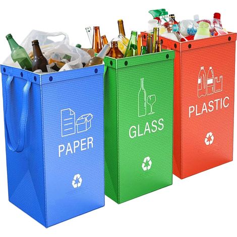 Lot de 3 poubelles pliables - réutilisables - 40 l - pour la maison - (1/5)