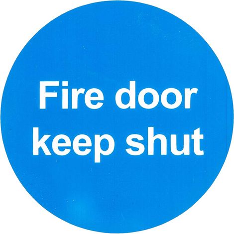 Panneau de sécurité incendie, Fire Door Keep Shut, texte en Anglais, Bleu/Blanc, Plastique ( Prix pour Paquet de 5 )