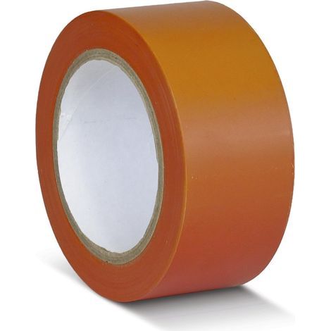 Ruban adhésif orange, 12 cm de long, 12 cm de large et 4 cm de haut.