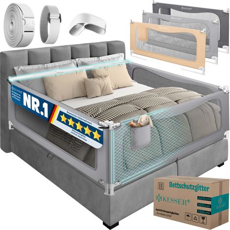 KESSER® Bettgitter Bettschutzgitter, Rausfallschutz - Grau, 160cm (1/5)