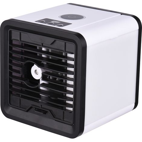 Ventilateur de refroidissement par évaporation, mini climatiseur, humidificateur, rafraîchisseur d'air avec 3 vitesses, réservoir d'eau et lumière LED (1/5)