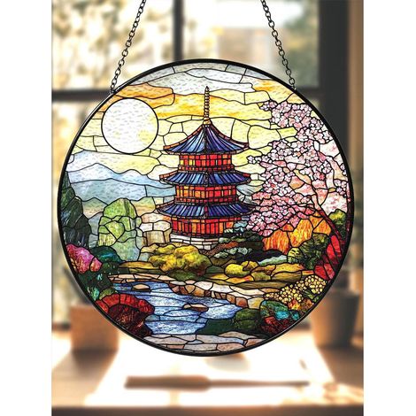 Attrape-soleil pagode japonaise en vitrail, 20cm, cadeau pour amateurs de Japon (1/5)