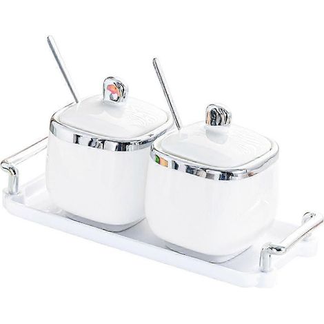 Pot à condiments en porcelaine, récipient à sel et sucre, boîte de conservation des aliments, plat à en-cas, pot à épices, pot à assaisonnement pour la salle à manger (1/4)
