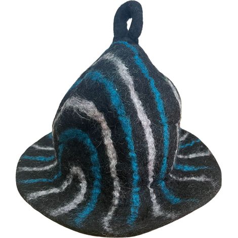 Sombrero de sauna de fieltro - Rayas negras y azules