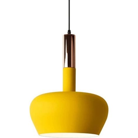 Lampes Suspendues LED en Métal Lampe Suspendue Créative Personnalisée Abat-Jour Plafonnier Minimaliste Macaron Lampe Suspendue pour Éclairage Plafond pour Îlot Cuisine,Jaune (1/5)