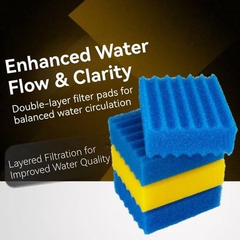Teichfilter – Teichfilterschaum – Ersatzfiltermaterial – Passend für CBF-350 – 2 x blauer Grobschaum + 2 x gelber Feinschaum) – 23 x 20 x 8 cm (1/4)