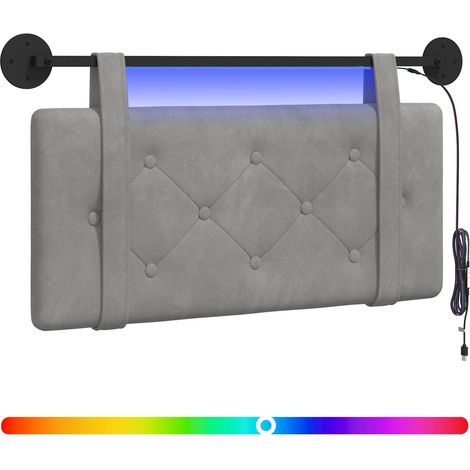 Maison Exclusive - Testiera sospesa Con luce LED Grigio Chiaro Velluto (1/5)