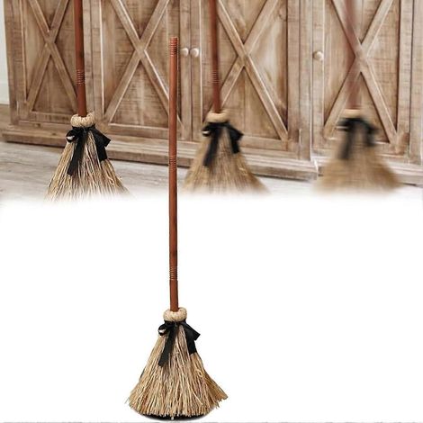 Balai de sorcière flottant – Balai dansant hanté, grand manche lumineux animé avec sons inquiétants, décoration de sorcière volante pour Halloween intérieur/extérieur (1/4)