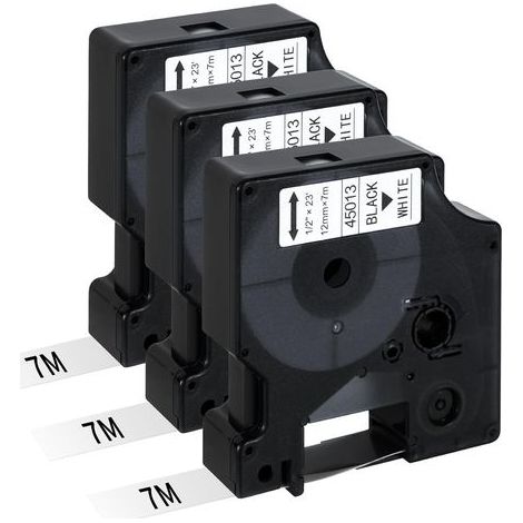 Lot de 3 Compatible avec Dymo Ruban Recharge D1 12mm x 7 m Etiqueteuse 45013 S0720530 pour Dymo Labelmanager 160 210D 280 360D 420P Label Point 150 350 (1/4)