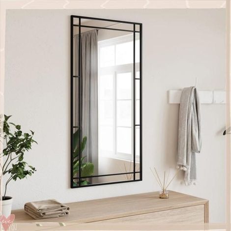 358630 Miroir mural noir 50x100 cm rectangulaire fer (1/5)