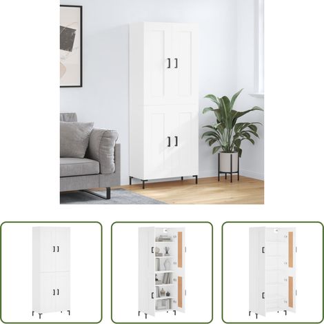 vidaXL Schrank - Highboard Weiß 69,5x34x180 cm Holzwerkstoff (1/5)