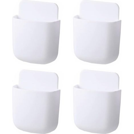 Wandhalterung – 4er-Set – ABS-Kunststoff – Aufbewahrung für Fernbedienung und Smartphone – Für Wohn- und Schlafzimmer – Weiß, 11,5 x 8 x 3,5 cm (1/5)