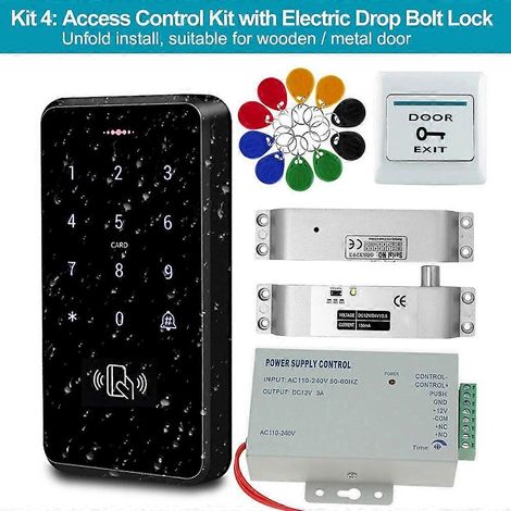 Kit de contrôle d'accès entièrement étanche, clavier intelligent 3000 utilisateurs, kit avec serrure électrique et bloc d'alimentation professionnel 4 (1/5)