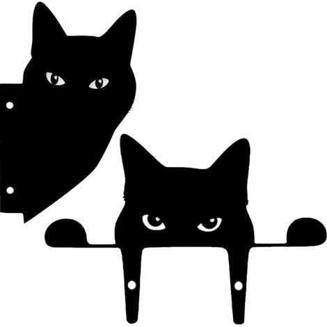 Piquet de jardin en forme de silhouette de chat - Figurine décorative - Statue décorative - Métal - Lot de 2