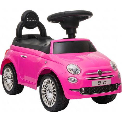 Voiture électrique Fiat sous licence pour enfants de 12 à 36 mois avec musique. klaxon et rangement sous le siège. en polypropylène rose. (1/5)