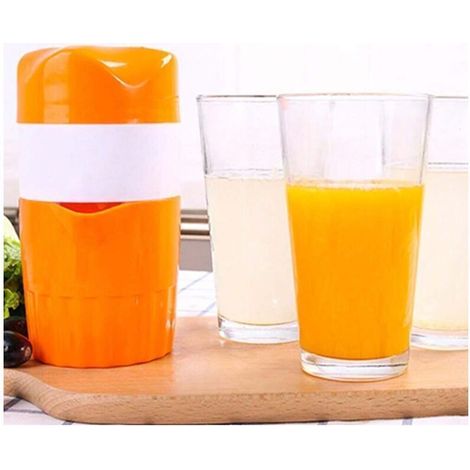 Presse-orange manuel portable, mini presse-agrumes manuel pour extraire le jus des fruits (couleur : orange et blanc) (1/4)