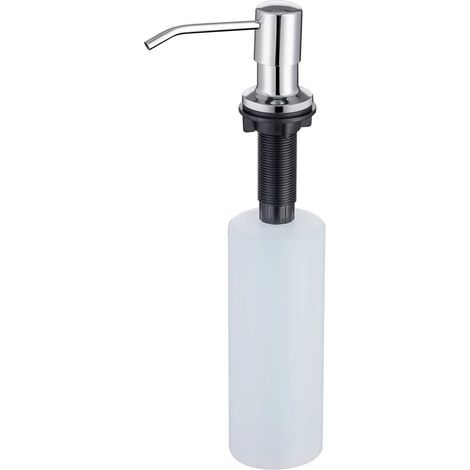 Distributeur de savon liquide (chromé) pour évier de cuisine de comptoir en acier inoxydable doré brossé, grande capacité, avec pompe. Disponible en 8 couleurs. (1/5)