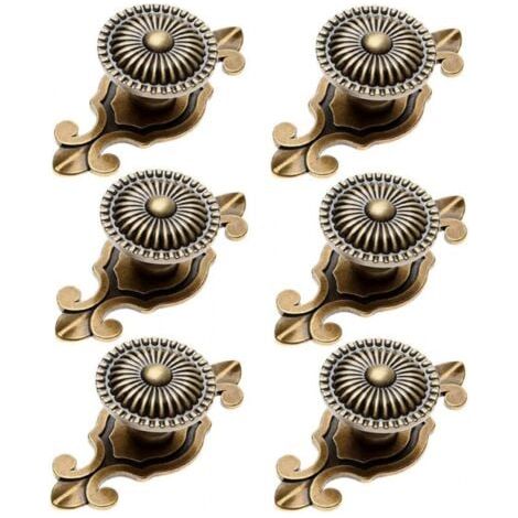 6 Pièces Bouton de Meuble Rétro 2 en 1 Poignée pour Armoire Tiroir avec Vis Bronze (1/5)