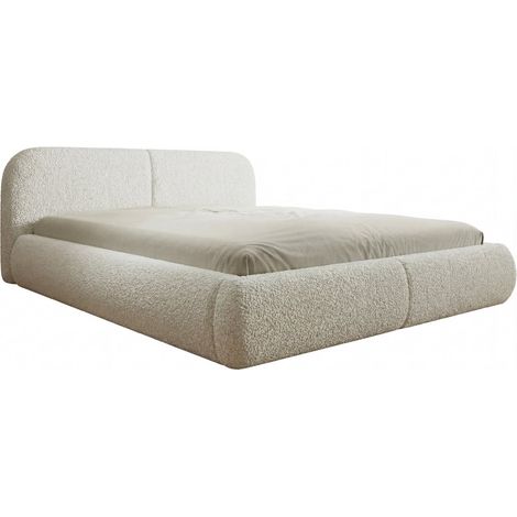 DELORA - Lit coffre tissu chenille Beige 140x200cm (1/5)