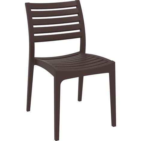 Chaise de jardin en plastique design simple empilable marron 10MDJ10227 (1/5)