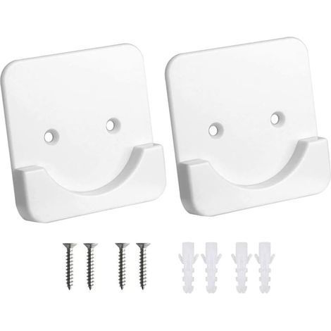 Lot de 2 supports de tringle à rideau de douche pour une utilisation stable dans la salle de bain sur le carrelage (blanc), les cloisons sèches ou les murs en béton (1/5)