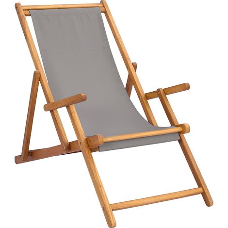 Silla de playa Gris Claro Madera de teca maciza vidaXL
