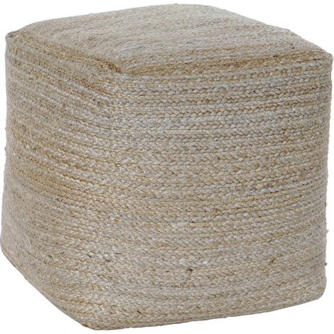 Pouf salon en fibre naturelle esthétique et confort - Beige naturel tressé élégant et durable (1/3)