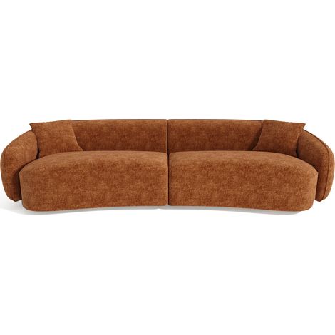 Canapé 4 places en velours gaufré terracotta CELINE