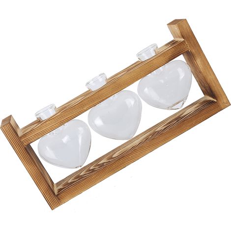 Pot de fleurs innovant avec cadre en bois vintage, vase de table transparent, décoration intérieure (3 bouteilles en forme de cœur) (1/5)