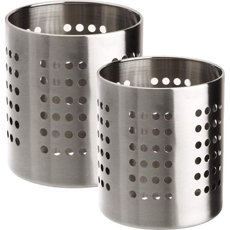 Égouttoir à Couverts - Porte-Ustensiles de Cuisine - Acier Inoxydable - Effilée - Ensemble de 2 - Argent (1/5)