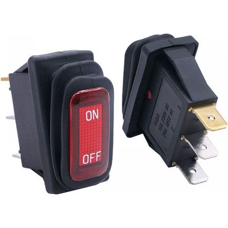 interruttori a bilanciere CA impermeabili a 3 pin e 2 posizioni, illuminati di rosso, per accensione/spegnimento automatico, modello KCD3-101NW-ON/OFF, 12V. (1/5)