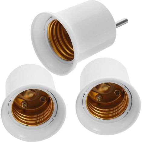Adaptador de portalámparas SEWACC E27 a toma de corriente E26/E27, aislamiento ABS, conector roscado de metal, 3 piezas, compatible con iluminación de pared, uso doméstico, AC220V (1/5)