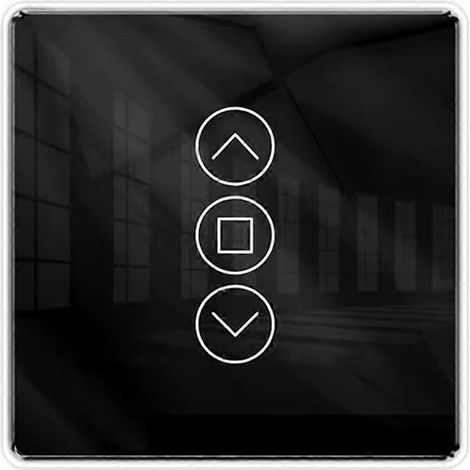 Interrupteur tactile en verre Tuya WiFi RF433 2.5D pour rideaux enrouleurs et volets, compatible avec Alexa via application intelligente et application mobile (noir). (1/5)