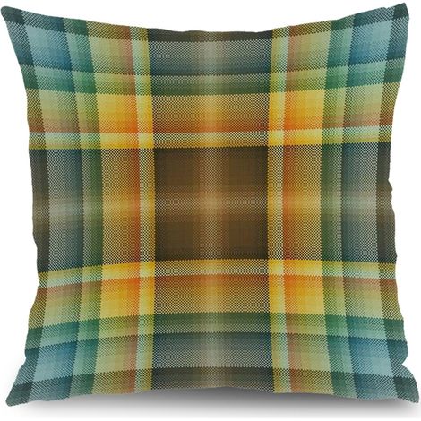 Housse de coussin motif carreaux printemps, décoration maison,50×50cm (1/5)