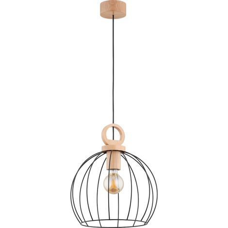 Suspension scandinave noir bois, cage E27 Alfa AVATAR (1/2)