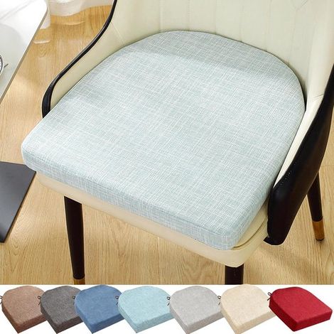Coussin de chaise de salle à manger bleu clair - 45x45 cm - lisse - avec nœud décoratif - doux et épais - assise confortable - fond antidérapant (1/5)