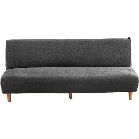 Bardusch-Housse canapé-lit futon sans accoudoirs douce extensible, gris foncé, taille moyenne (1/5)