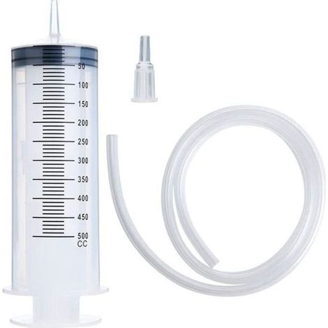 Grand tube de seringue 500ML Seringue en plastique avec bouchon convertisseur de tube pour applicateur de colle liquide Huile Blanc (1/4)