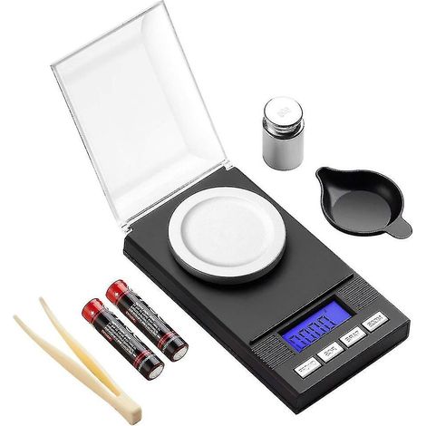 Balance de poche numérique au milligramme 50 g/0,001 g, balance professionnelle pour laboratoire de joaillerie et mesure de poudre au carat avec B (1/5)