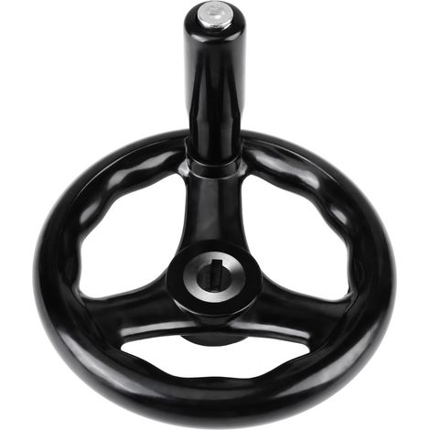 1 volant rond noir à 3 branches de 12 x 125 mm pour tour et fraiseuse (1/5)