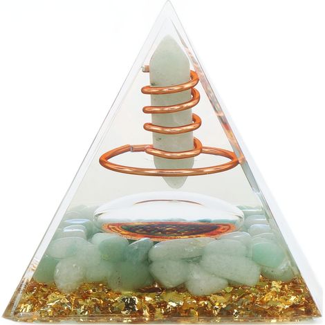 Pyramide d'orgonite, générateur d'énergie cristalline, 6 cm, pierre, cuivre, pyramide artisanale, décoration pour la méditation et l'énergie positive (1/5)