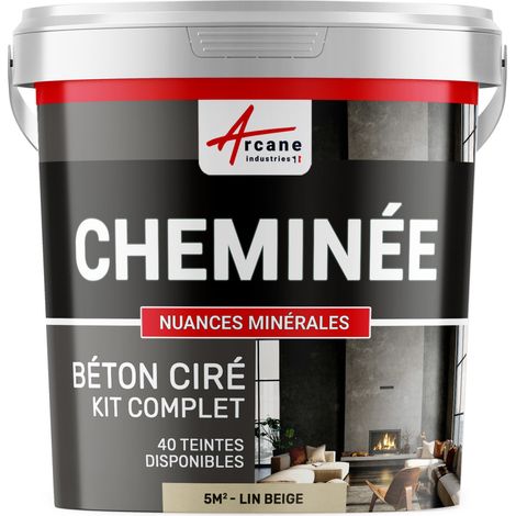 Béton ciré cheminée, kit avec primaire et vernis - 5 m² (en 2 couches) Lin Beige - ARCANE INDUSTRIES (1/5)