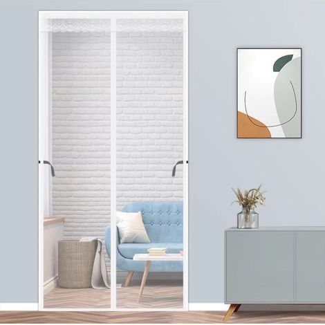 Zanzariera magnetica per porte 120 x 220 cm, tenda magnetica a maglia ultrafine con chiusura automatica, adatta per porte di balconi, cantine e terrazze, bianca (1/5)